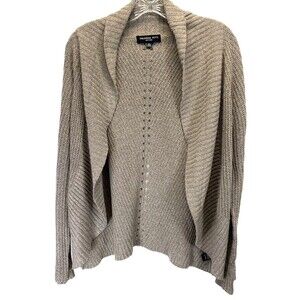Philomena Petti New York Sweater Women Size L Brown Open Front Cardigan RN153809